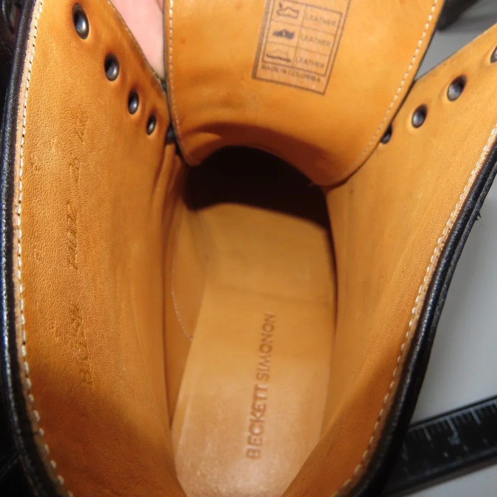 Men's Beckett Simonon Boots Black Leather‎ Lorenzo Dress Cap Toe Lace Up 10.5